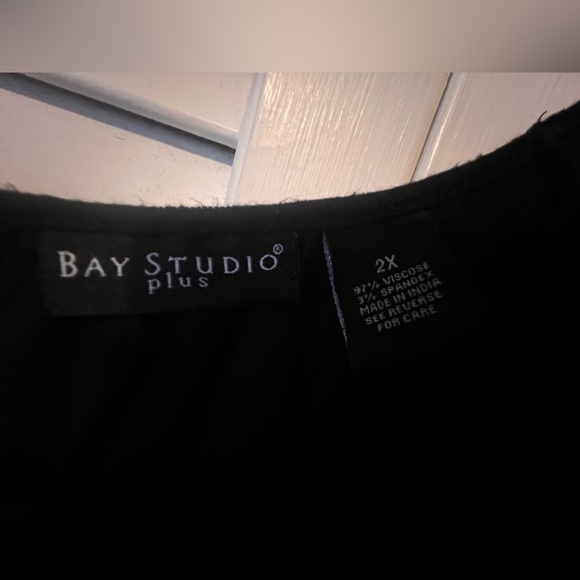 Bay Studio Solid Black Flutter Sleeve Knit Dress Plus - Picture 4 of 6